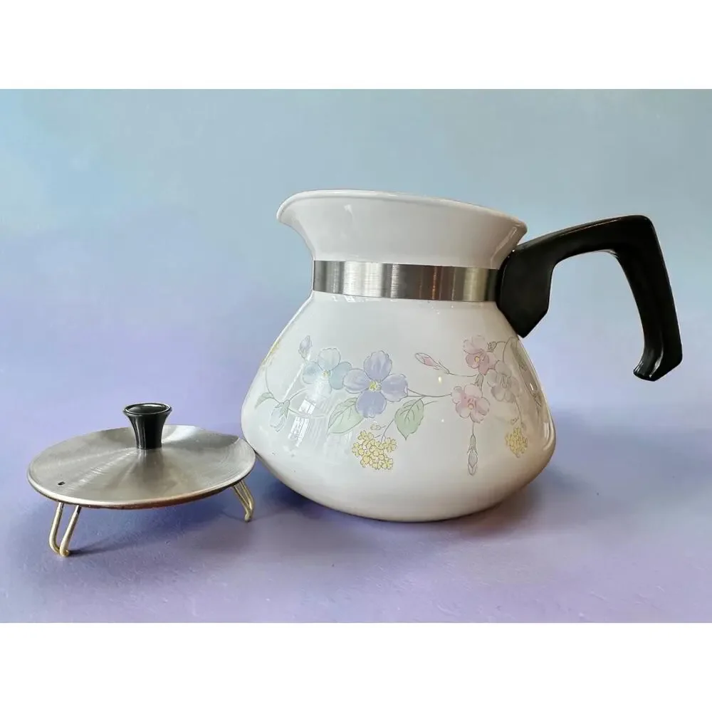 Vintage Corning Ware P-104 Pastel Bouquet 6 Cup Teapot Coffee Pot w/Lid